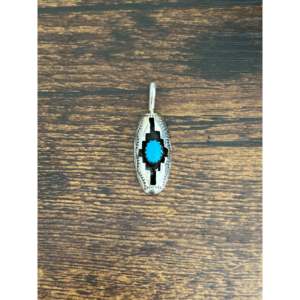 Pendentif en argent sterling avec breloque Navajo Shadow Box et motif bouclier orné de pierres - Product Image 5