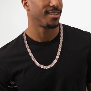 Cadena Cubana de Oro Rosa de 10K Personalizable, Joyería Hip-Hop, Diamante de Laboratorio de Miami, Cadena Cubana Hueca Ligera, Directo de Fábrica - Product Image 2