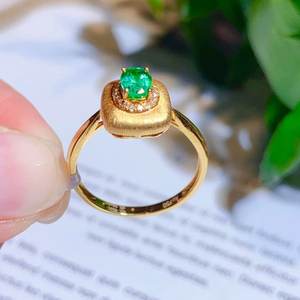 แหวนทอง14K สุดอินเทรนด์สำหรับผู้หญิงหินแซมเบียมรกตธรรมชาติสำหรับงานเลี้ยงฉลองครบรอบวันเกิด - Product Image 6