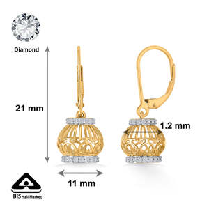 Pendientes Jhumka Whirl Bloom de Oro y Diamantes - Product Image 5