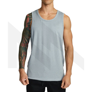 Camiseta sin mangas de algodón 100% ajustada informal para hombre, camisetas sin mangas de entrenamiento transpirables con logotipo personalizado - Product Image 1