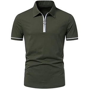 Polo inspirado en la ropa de calle para hombre, camisa con rayas verticales media cremallera y a la moda para estilo diario, pedido personalizado - Product Image 6
