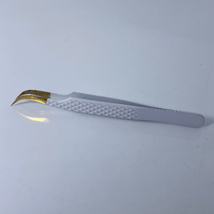 แหนบคีบขนตาแบบตรงและโค้งงอสีขาวและสีทองทำจากสเตนเลสคุณภาพดี - Product Image 2