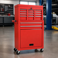Armoire à outils roulante rouge à huit tiroirs avec tiroirs verrouillables, personnalisable OEM, station de rangement mobile pour atelier