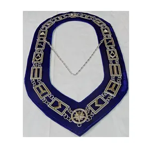 Masonic Regalia oes thứ tự của dây chuyền vàng kim loại ngôi sao phía Đông Mới Dây chuyền kim loại vàng cổ áo Nhung Màu Xanh