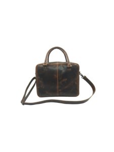 Handcrafted Genuine Leather Laptop <b>Briefcase</b> Bag with Woven Front Dual Zipper Pockets Adjustable Shoulder Strap Messenger Bag - Product Image 4