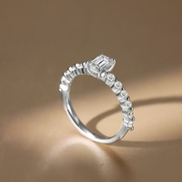 Superbes bagues de fiançailles et de mariage en argent S925, serties de diamants simulés D VVS1 et de moissanite taille émeraude, collection Éternité