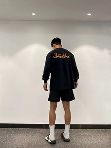 Camiseta Retro Americana de Manga Larga con Estampado Informal para Hombre y Mujer, 180g, Cuello en V, Corte Holgado, 100% Algodón, Antiarrugas - Product Image 4