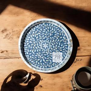 Molde Redondo de Resina Pintado a Mano con Incrustaciones de Nácar y Técnica de Incrustación de Hueso para Decoración del Hogar Rani Industries RI205 - Product Image 3