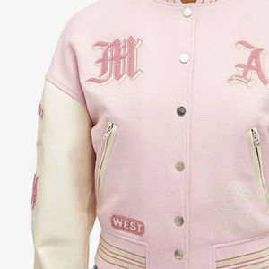 Haute qualité femmes coupe-vent varsité veste coton polaire Baseball conception patchs brodés culture Chenille Bomber veste - Product Image 4