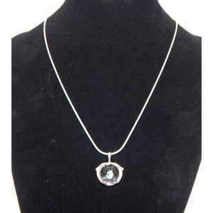Collana di cavi in oro 14K con ciondolo di delfino di cristallo. 925 bianco Sterling argento rodiato scatola catena diamante pietra principale - Product Image 1