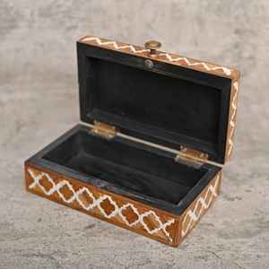 Boîte en bois Boîtes de rangement pour cadeaux en incrustation de résine avec logo personnalisé avec nacre Fabrication indienne Boîtes en bois et en bambou - Product Image 4