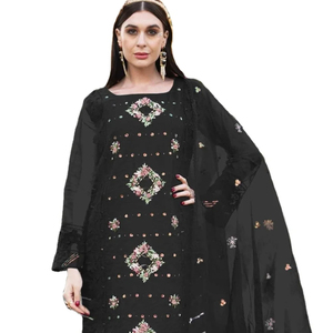 Dernier Designer Faux Georgette Broderie Séquence Pakistanaise Salwar Suit Par Fabzone - Product Image 1