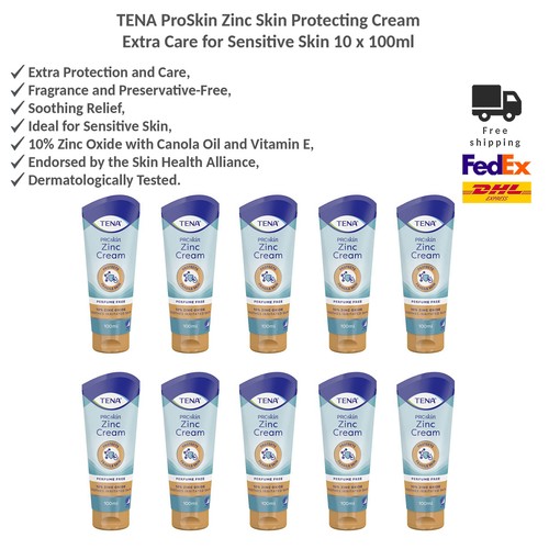 Tena Zinc Skin Protecting Ointment Extra Care for Sensitive Skin 10x100ml - Pack of 10
