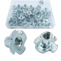 Écrous en T à quatre branches M3-M20 en acier au carbone zingué passivé, inserts aveugles conformes à la norme ISO pour meubles en bois et poignées d'escalade