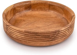 Decorative <b>Wooden</b> Serving Bowl With 2 <b>Server</b> Rustic <b>Wooden</b> Bowl for <b>Salad</b> Fruit Home Kitchen Dining Table Party and Wedding Use - Product Image 3
