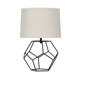 Black Art Deco Iron Cage Base de metal Lámpara de mesa redonda con pantalla 100% Hecho a mano para la decoración del hogar - Product Image 3