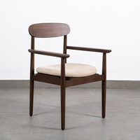 Chaise de salle à manger moderne Shinta, structure en teck massif, assise en velours, accoudoirs, hauteur réglable, pour maison, bureau, entrepôt, appartement, parc