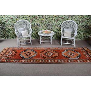 Turkish <b>Runner</b> Rug 2.9x10.4 ft <b>Red</b> Patchwork Eco-Friendly Wool Rug with Latex Backing and Medium Pile - Product Image 3