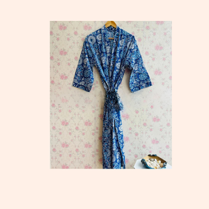 ชุดคลุมกิโมโนผ้าฝ้ายแท้ 100% สำหรับผู้หญิง พิมพ์ลายดอกไม้ด้วยมือ เหมาะสำหรับฤดูร้อน ฤดูหนาว ฤดูใบไม้ร่วง และฤดูใบไม้ผลิ - Product Image 4