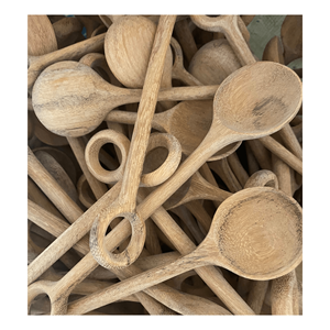 เครื่องใช้บนโต๊ะอาหารที่ทำจากไม้แบบชนบทช้อนไม้ส้อมและชามไม้ตกแต่งห้องครัวบ้าน - Product Image 5