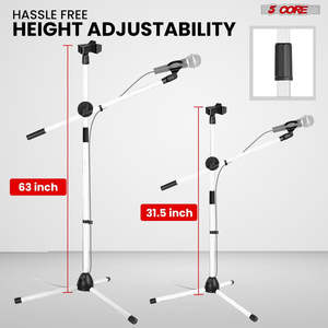 5 Core Mic Stand Floor Height Adjustable <b>Tripod</b> Microphone Stands w Extending Telescoping Boom Arm - Product Image 2