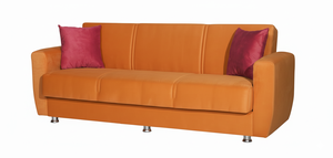 Convertible Orange Sofa Bed European Style Storage Frame Eco-Friendly Fabric Upholstery Cushion Back <b>Portable</b> Best Selling - Product Image 2