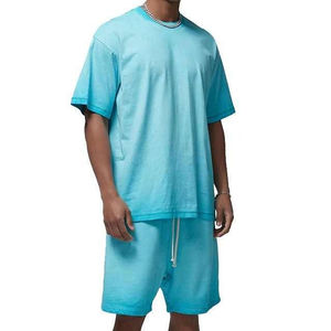 Ensemble de shorts pour hommes Streetwear délavés à l'acide, poids lourd, ample, 100% coton, pantalon court décontracté et ensemble de t-shirts délavés à l'acide - Product Image 2