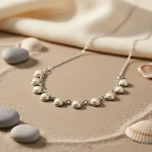 Delicado Collar de Perlas de Plata, Joyería de Agua Dulce para Mujer - Product Image 1