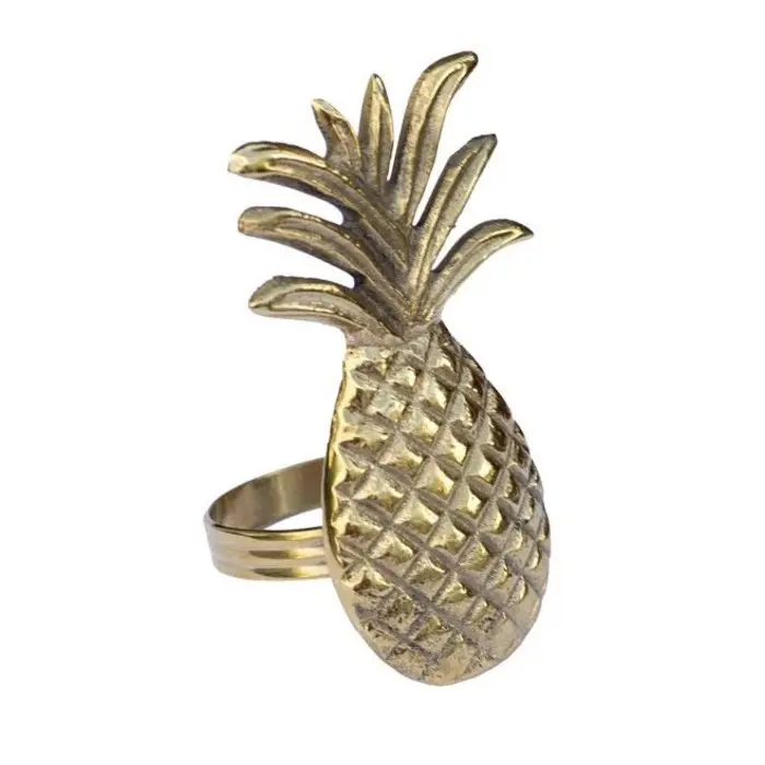 Tischdekoration Windelring mit Ananasform Windel handgefertigt dekorativ Messing Ananas Party Windelringe