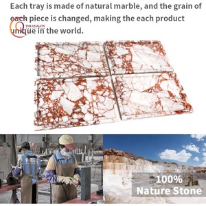 ถาดเสิร์ฟอาหารหินอ่อนสีน้ำตาลขาวทรงสี่เหลี่ยมทันสมัยทำด้วยมืออุปกรณ์รับประทานอาหารเย็นสุดเจ๋งเซิร์ฟเวอร์อาหารชุบสำหรับบ้านโรงแรมเหมาะเป็นของขวัญ - Product Image 3