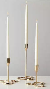 Juego de portavelas de Pilar dorado geométrico moderno contemporáneo, candelabros de Metal cuadrados para Navidad, accesorios decorativos de Navidad - Product Image 4