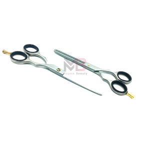 Ciseaux de coiffure professionnels en acier inoxydable à bord droit avec cisailles amincissantes à pointe de lame tranchante pour barbiers droitiers - Product Image 1