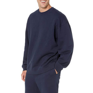 100% coton biologique haute qualité hommes sweat 400 GSM en relief col rond polaire surdimensionné blanc vêtements d'hiver hommes sweat - Product Image 2