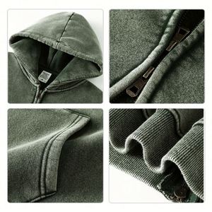 Sudadera con capucha vintage con cremallera y logotipo personalizado al por mayor, chaqueta lisa de peso pesado para hombre, sudadera con capucha con cremallera lavada al ácido para hombre - Product Image 6