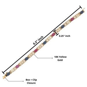 18K Solid Gold Link <b>Bracelet</b> <b>Blue</b> <b>Sapphire</b> and Diamond Link <b>Bracelet</b> Moissanite <b>Bracelet</b> for Women's Fashion Jewelry - Product Image 1