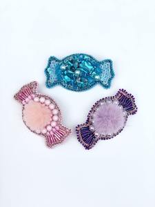 Custom Sequin Beaded Women's Handmade Wristlet Keychain with <b>Star</b> Design Orange Beads and Bag Charms - Product Image 6