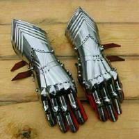 Gants de chevalier médiévaux gothiques imitation antique très demandés en acier inoxydable, finition argentée brillante polie
