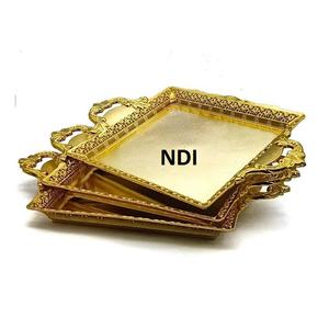 Plateau de table à manger Décoration Nouveau design Plateau en verre Plateau en métal pour collations Plateau de service pour pâtes ou aliments Plateau de service - Product Image 6