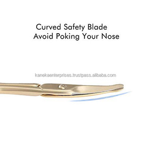 Petits ciseaux professionnels en acier inoxydable doré à pointe incurvée pour la coupe des cheveux, des cils, du nez, des sourcils et de la moustache - Product Image 2