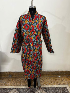 Manteau long matelassé chauffant en coton imprimé animalier orange pour femme, avec ceinture, idéal pour l'automne et l'hiver - Product Image 5