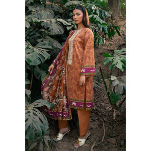 Traje de Muselina Estampada de 3 Piezas con Cuello Bordado, Estilo Translúcido Moderno, ODM para Tallas XS-XL, Uso Diario/Fiesta - SD-52229 - Product Image 6