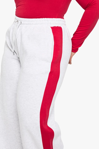 Pantalon de jogging ample et surdimensionné pour femme en mélange polyester/coton, avec logo en dentelle imprimé sur mesure, panneaux latéraux 300g – Vente en gros - Product Image 3