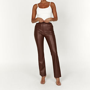 Nouveau haut tendance décontracté femmes pantalon en cuir sur mesure à taille adulte pour l'hiver plat avant Style femmes pantalon en cuir - Product Image 2