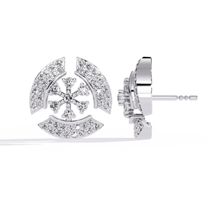 Magnifiques boucles d'oreilles en or 18 carats avec diamant de laboratoire pour mariage, motif flocon de neige - Product Image 6