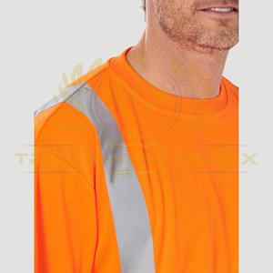 Camisa de trabajo de algodón reflectante de alta visibilidad para hombre, chaleco de manga corta con hombros caídos al por mayor con soporte de logotipo personalizado - Product Image 3