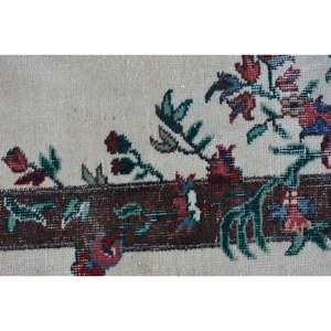 พรมวินเทจขนาดเล็ก 2.6x5 ฟุต (79x152 ซม.) พรมลายดอกไม้สีขาวสไตล์ตุรกี - Product Image 5