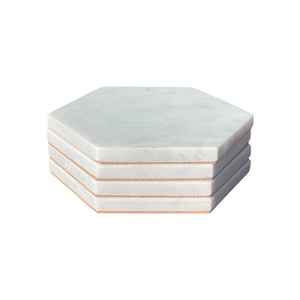 Ensemble de sous-verres en marbre de Carrare Hexagone Pierre italienne faite à la main à LA - Product Image 2
