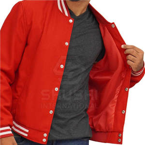 Veste Letterman élégante pour hommes de haute qualité avec col montant et logo avant 100% coton Design unique - Product Image 4