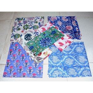 Ensemble de serviettes réutilisables indiennes faites à la main bloc de coton imprimé mélange coloré pour un usage domestique mariages fait à la main écologique - Product Image 2